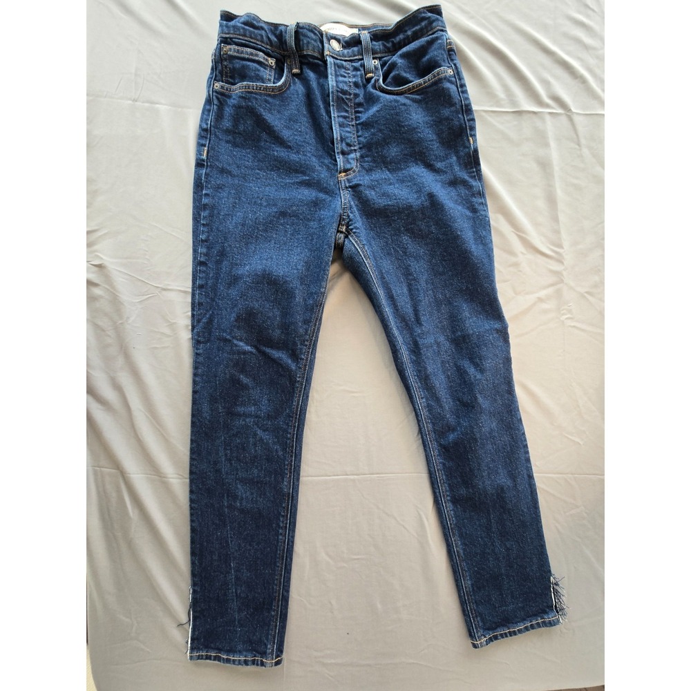Denim Forum Jeans The Yoko Highrise Slim 28L Cobalt Blue Full Length Bottom Slit